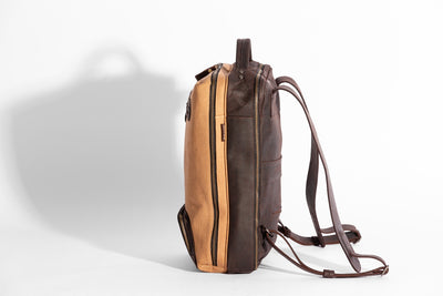 Bexley Backpack  ''100% Cotton canvas & Cow leather'' - Tan