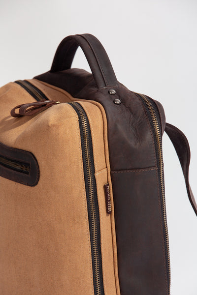 Bexley Backpack  ''100% Cotton canvas & Cow leather'' - Tan