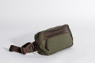 Chester Fanny Bag ''100% Cotton canvas & Cow leather'' - Army