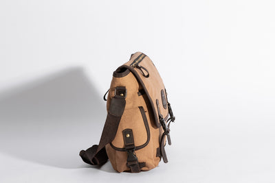 Marlow Messenger Bag ''100% Cotton canvas & Cow leather'' - Tan