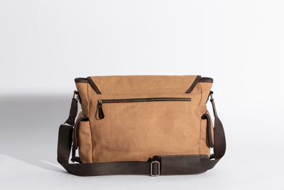 Marlow Messenger Bag ''100% Cotton canvas & Cow leather'' - Tan