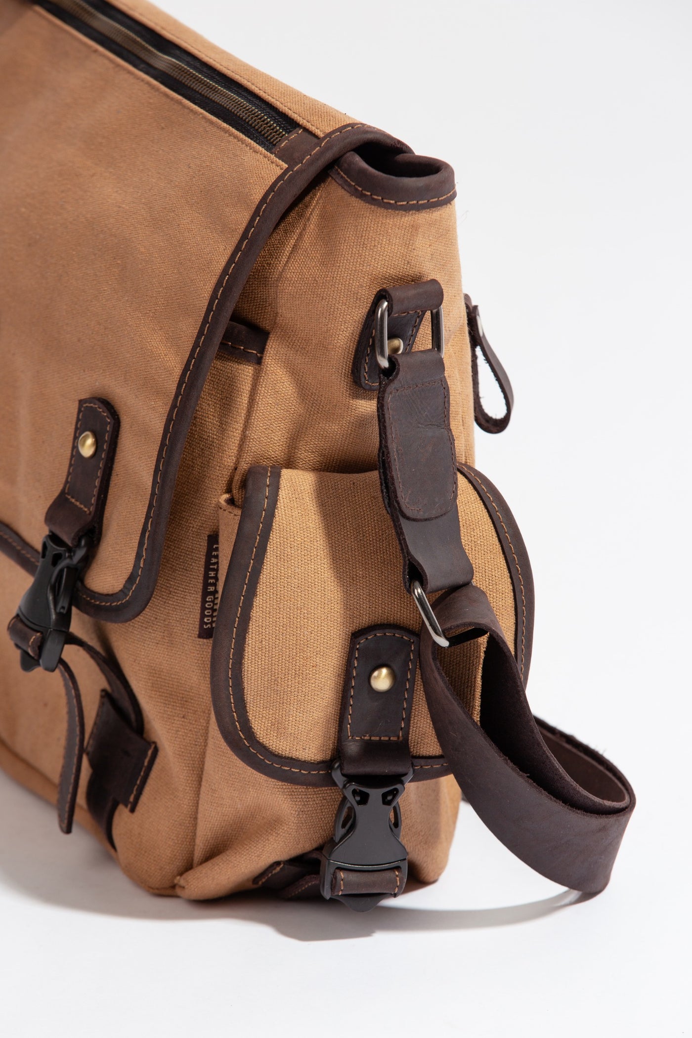 Marlow Messenger Bag ''100% Cotton canvas & Cow leather'' - Tan