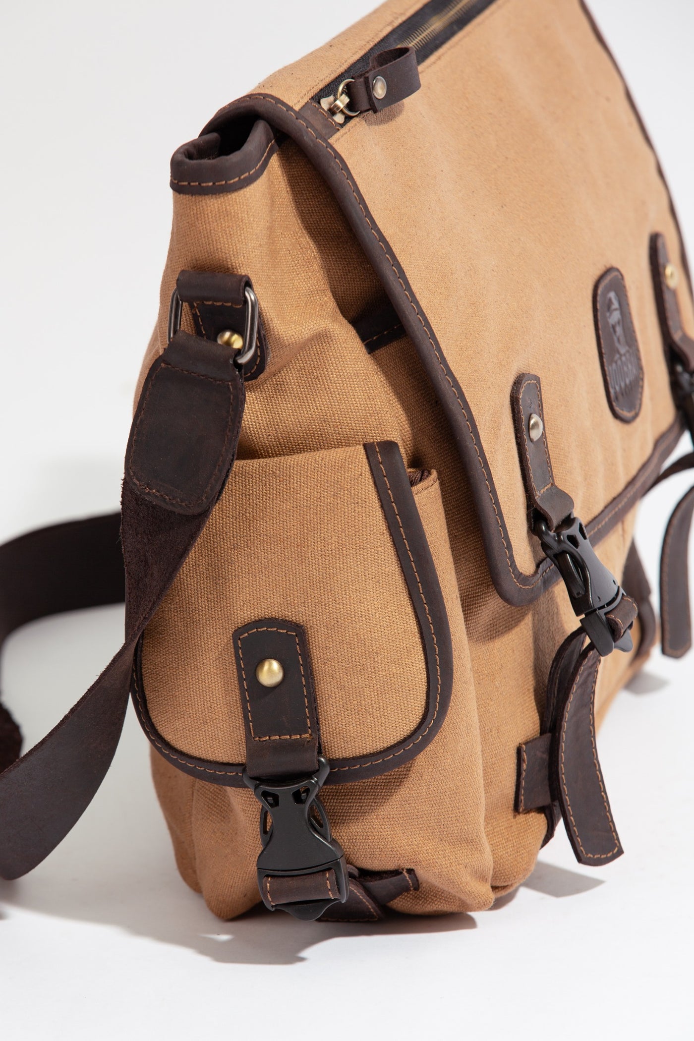 Marlow Messenger Bag ''100% Cotton canvas & Cow leather'' - Tan