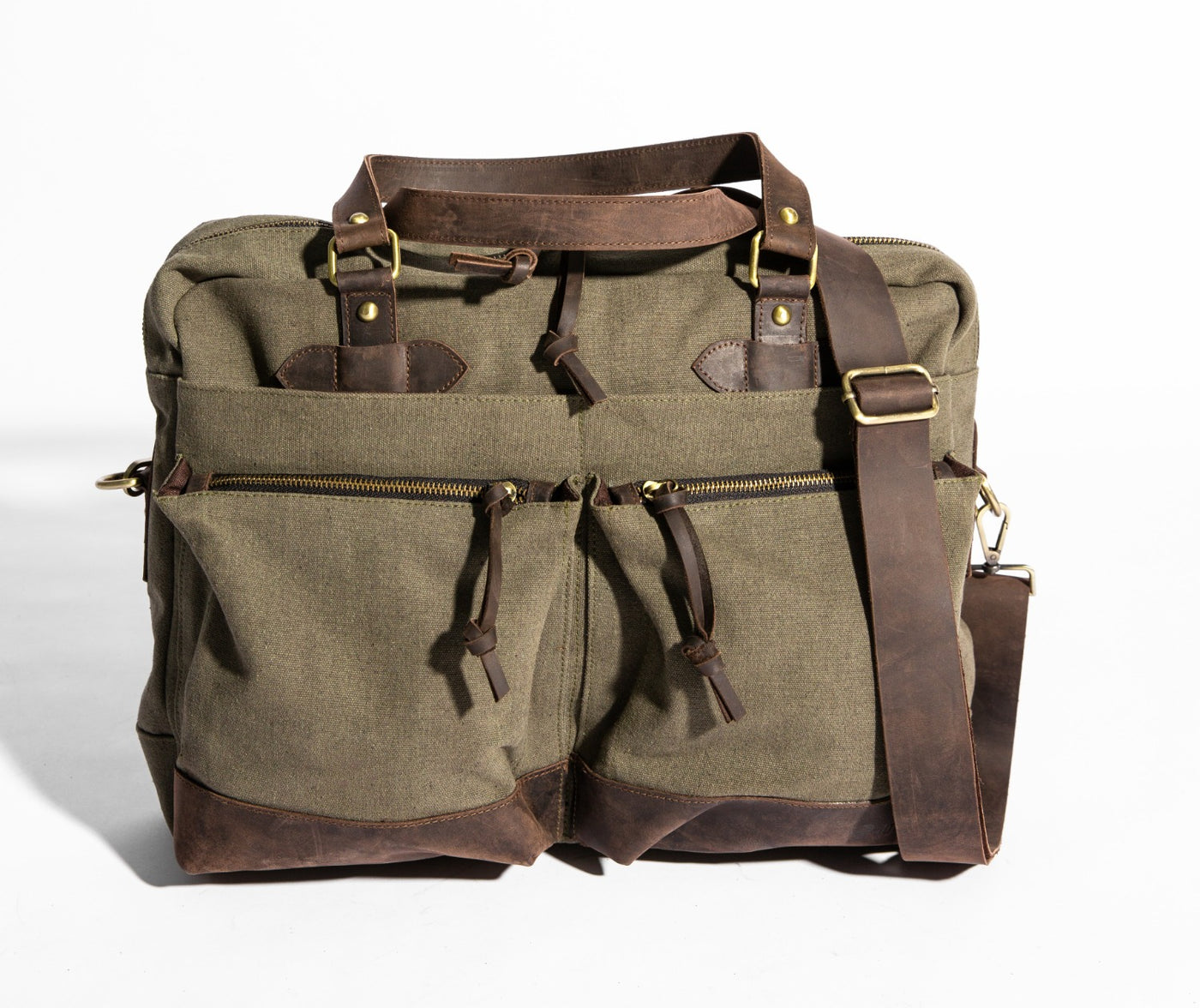 Charlie Messenger Bag''100% Cotton canvas & Cow leather'' - Army