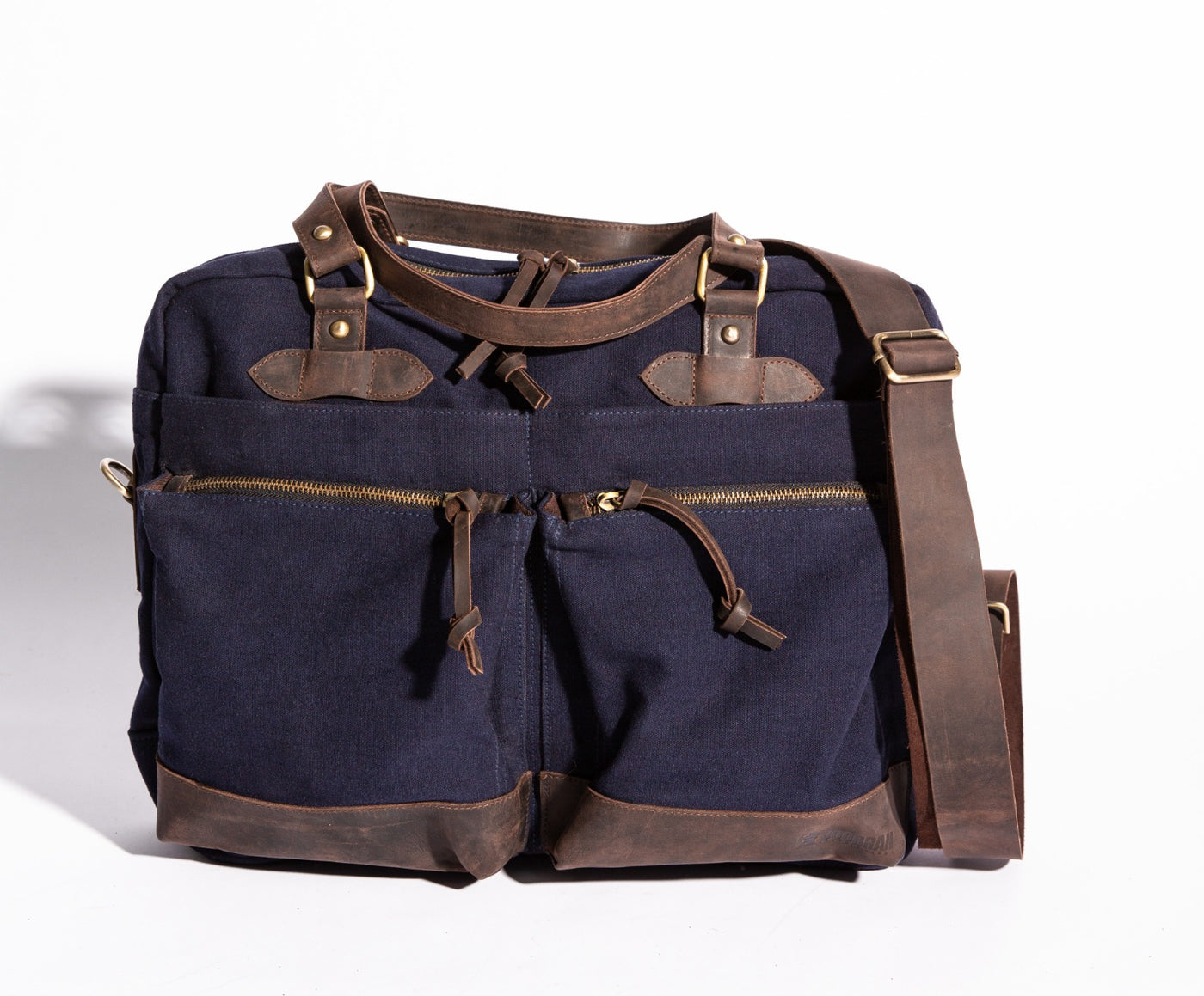 Charlie Messenger Bag''100% Cotton canvas & Cow leather'' - Navy Blue