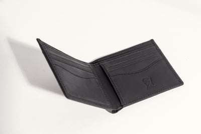 Folio Bifold Leather Wallet - Black