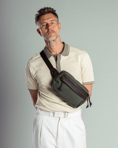 Chester Fanny Bag ''100% Cotton canvas & Cow leather'' - Army