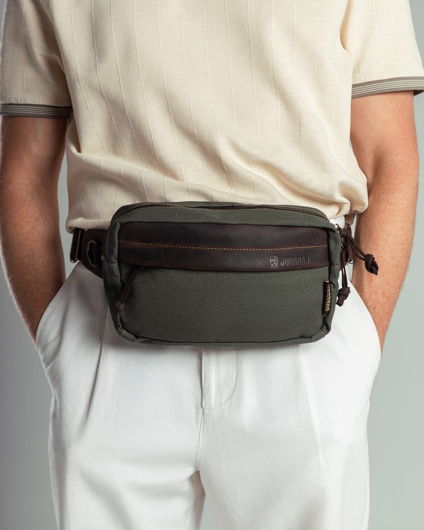 Chester Fanny Bag ''100% Cotton canvas & Cow leather'' - Army