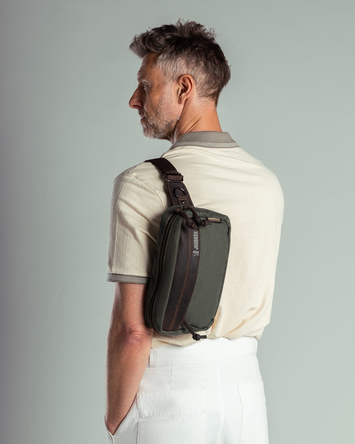Chester Fanny Bag ''100% Cotton canvas & Cow leather'' - Army
