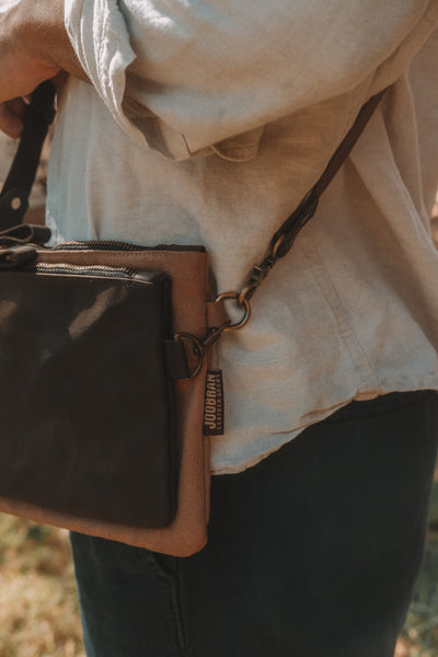 Double-Pouch Crossbody Bag - Tan