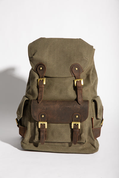 cotton canvas backpack leather Parker Backpack''100% Cotton canvas & Cow leather''