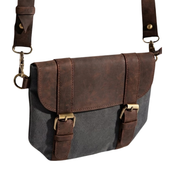 Tammy Crossbody Bag ''100% Cotton canvas & Cow leather''- Dark Grey