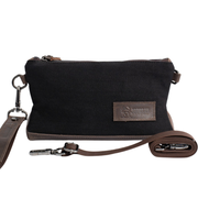 Joobran’s minimalist clutch ''100% Cotton canvas & Cow leather''– Black