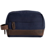 Joobran's Toiletry bag ''100% Cotton canvas & Cow leather'' – Navy Blue